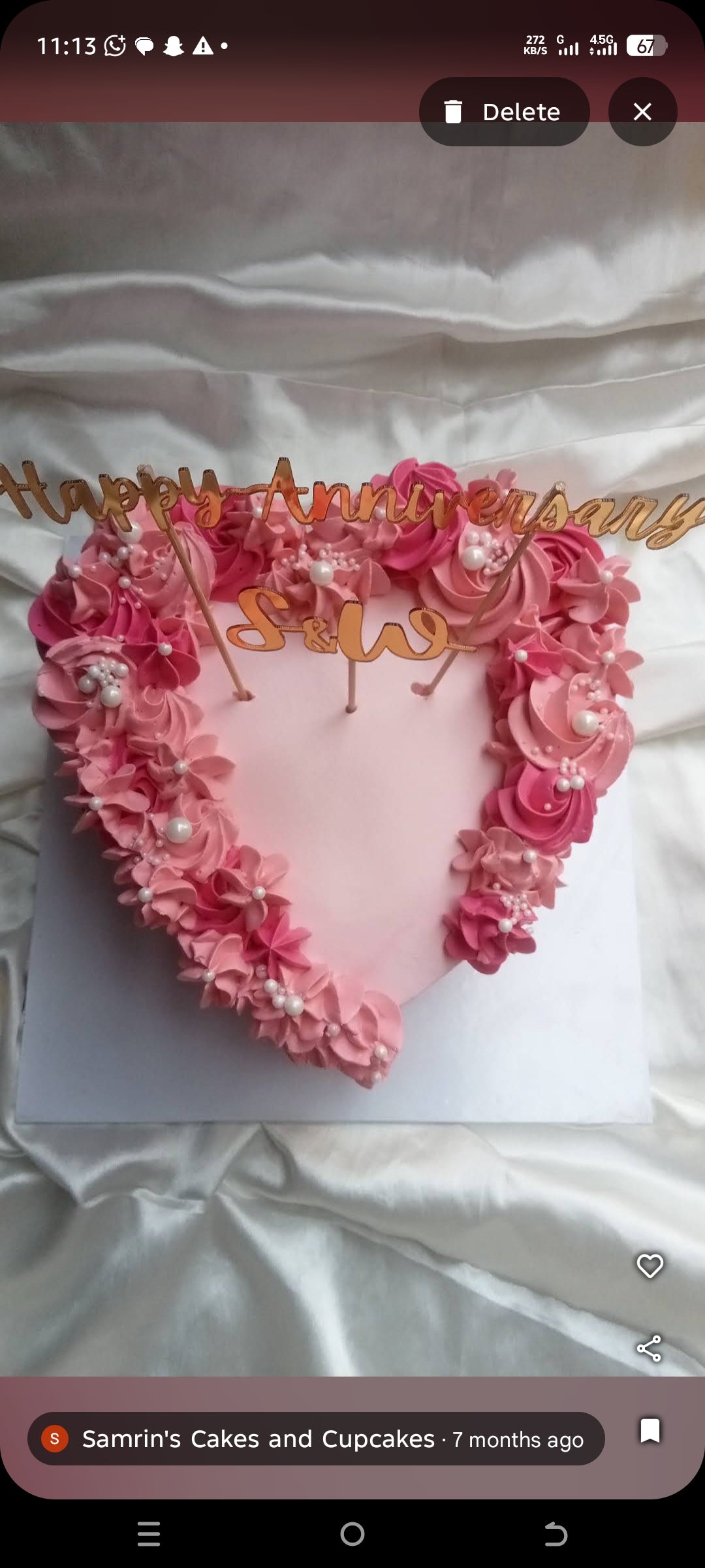 anniversary heart cake
