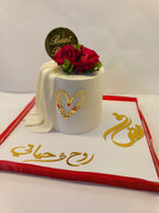 bat pakki cake in acrylic box with kights nad ribbo decore