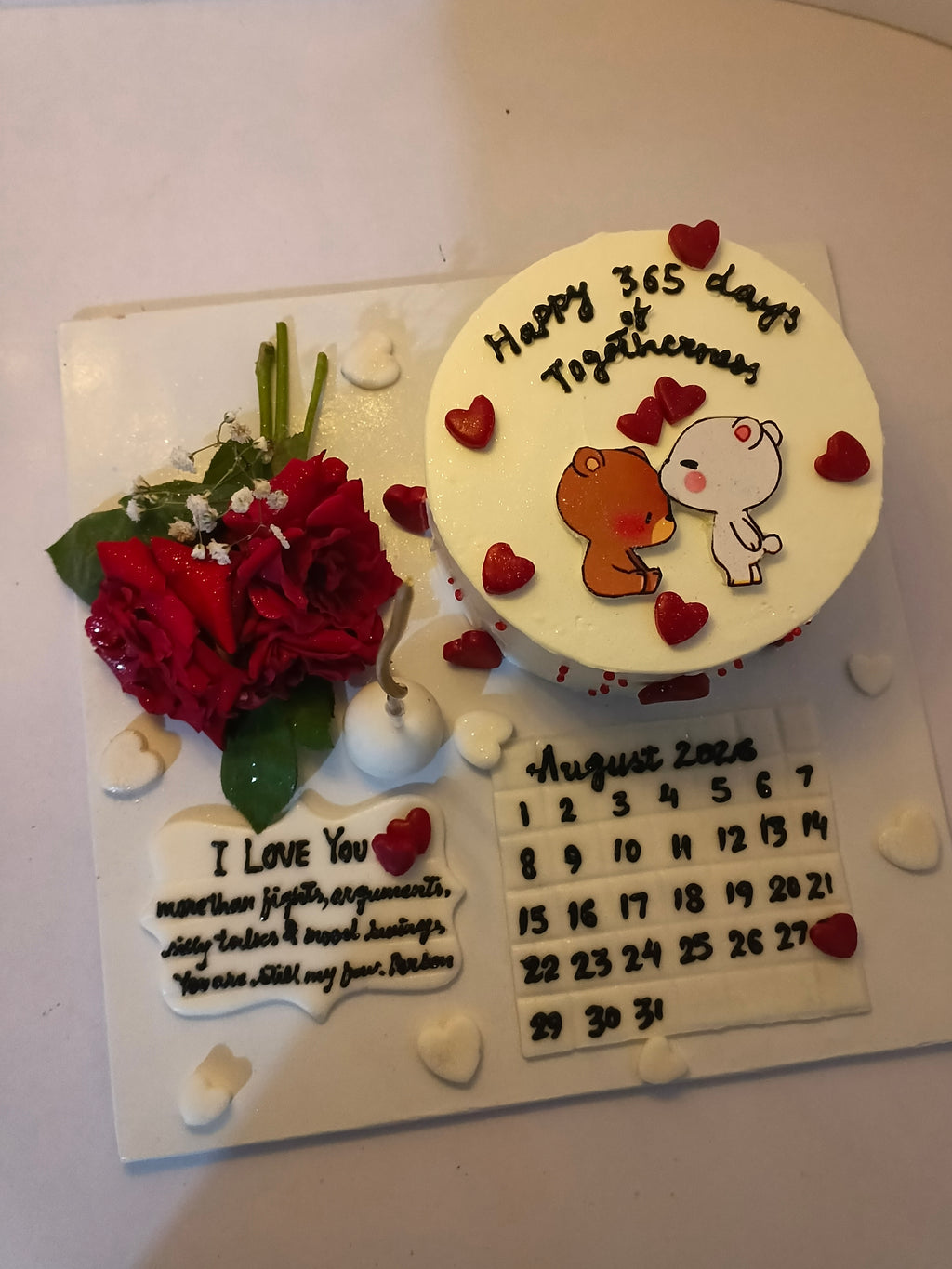 anniversary cake and voard decore