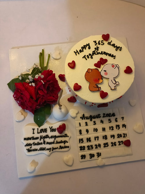 anniversary cake and voard decore