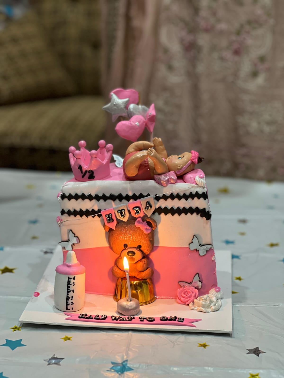 half way to one customized cake